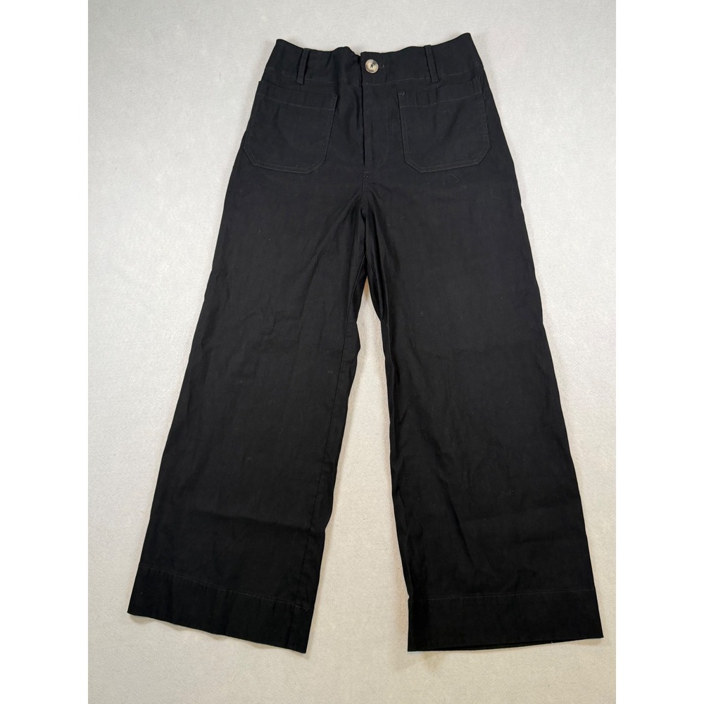 Maeve Anthropologie The Colette Black Wide Leg Cropped Pants Size 29